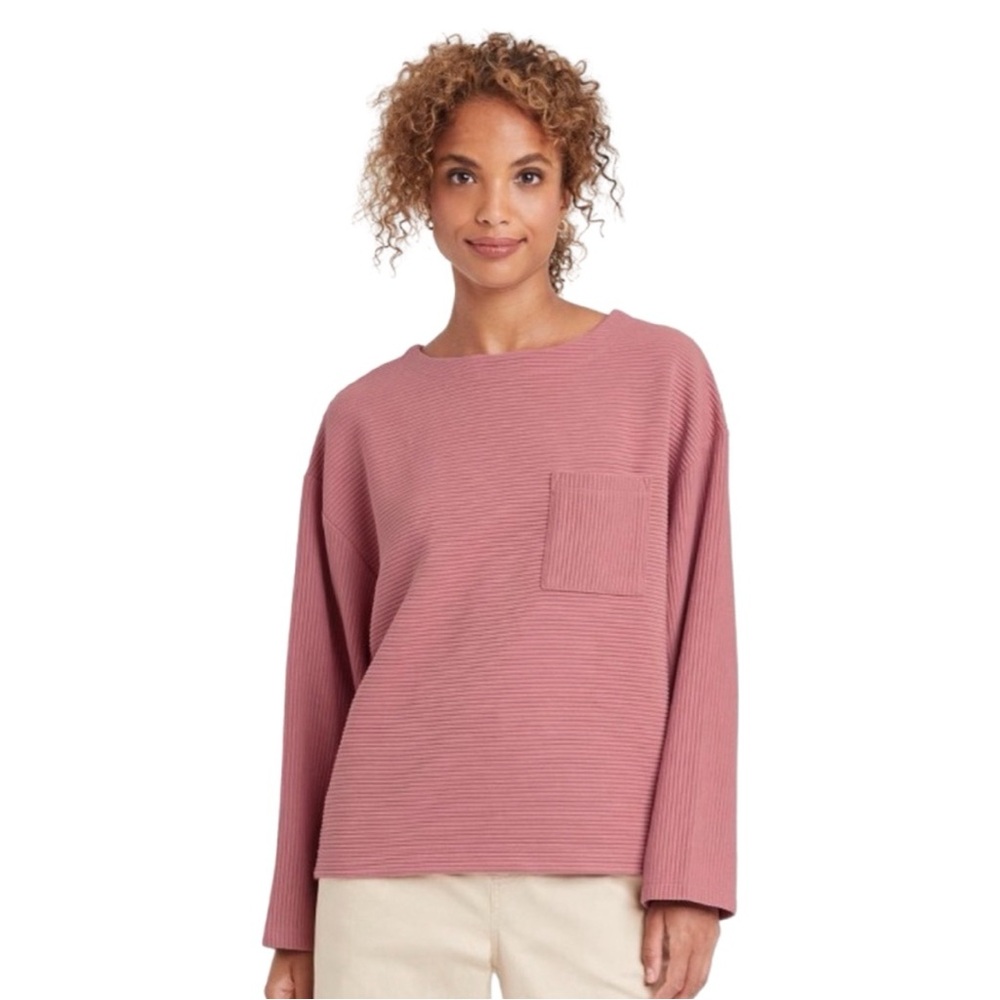 a new day Mauve Ribbed Pocket Long Sleeve Sweatshirt